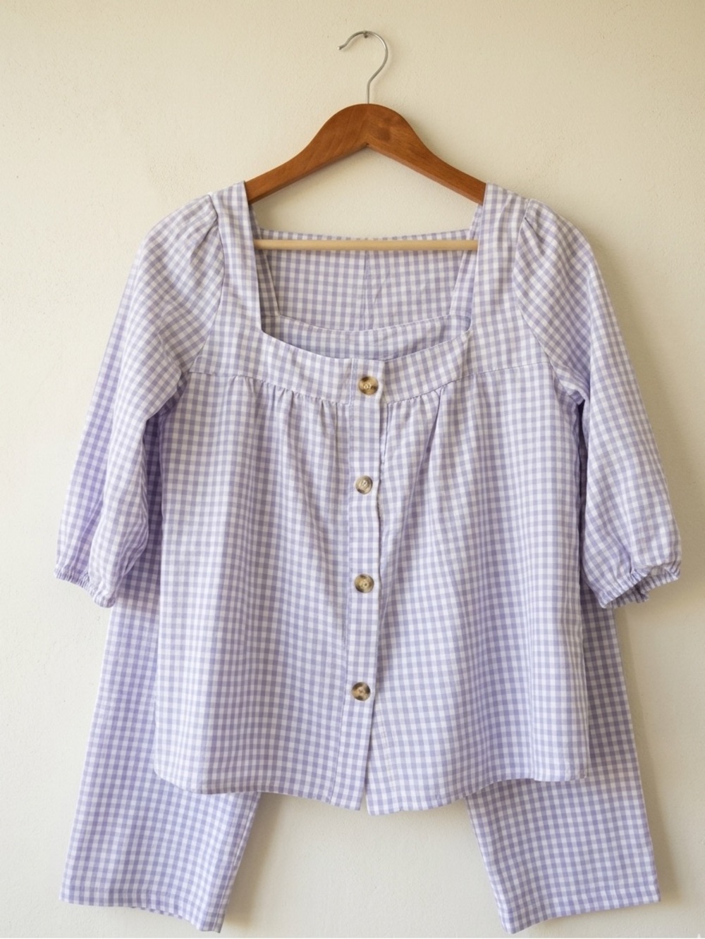 CYRUS Gingham Pastel Purple Matching Set Cottagecore Pixie Crop Pants M 12 L